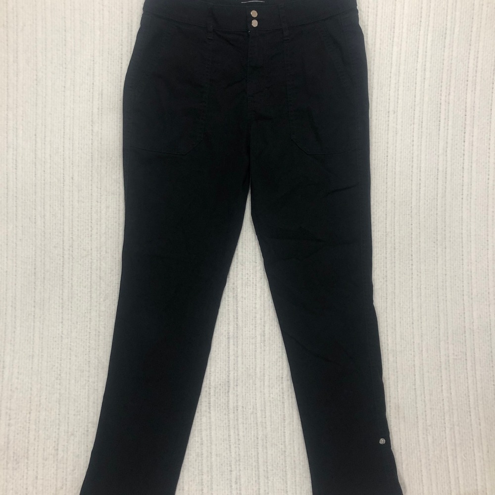 White House Black Market Black Utility Straight Leg Pants Double Snap Size 4